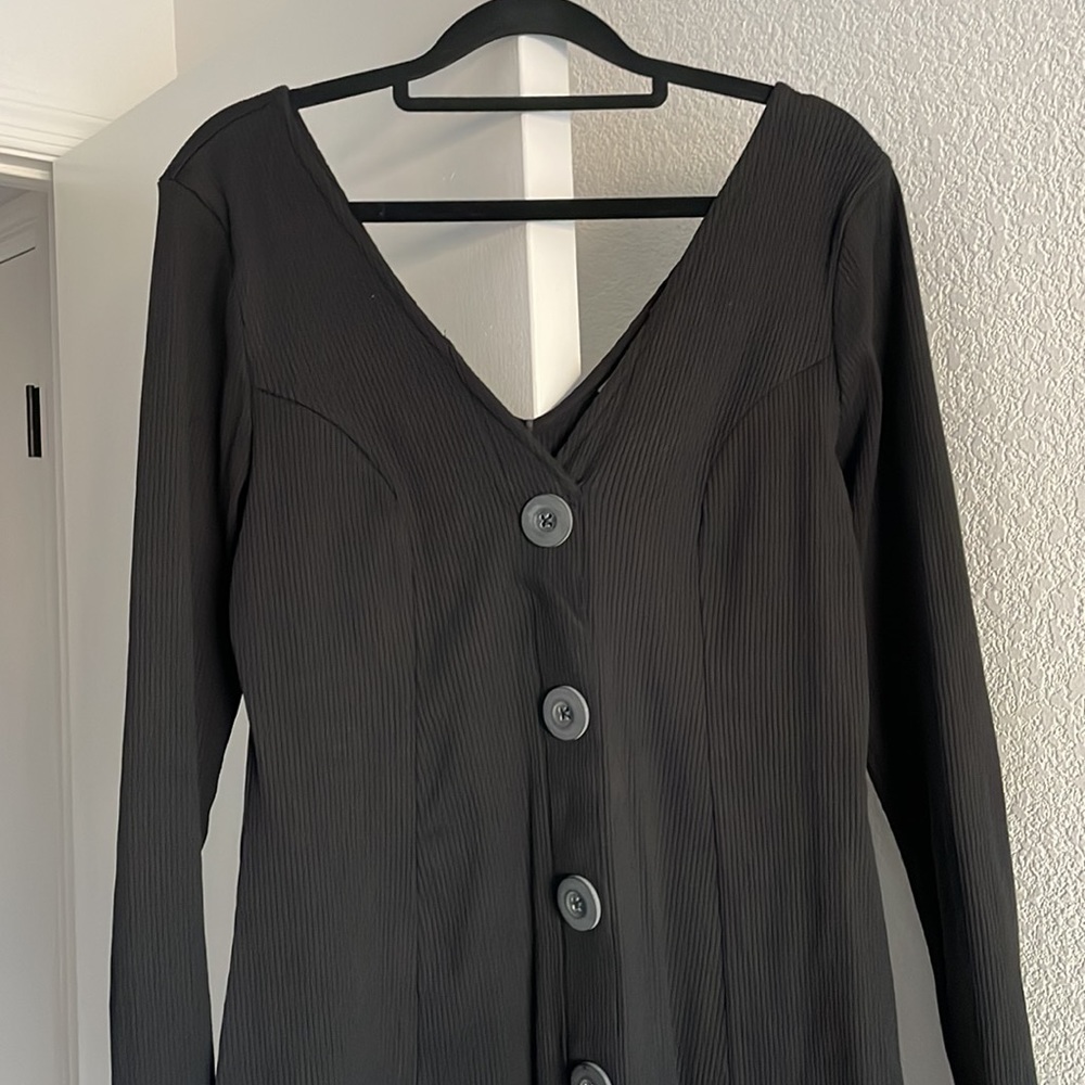 Black long sleeve skater dress